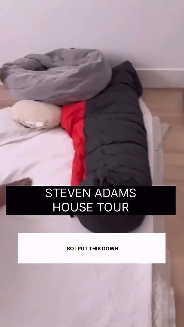 Adams' sleeping bag sits atop a thin pad that could be generously described as a mattress 